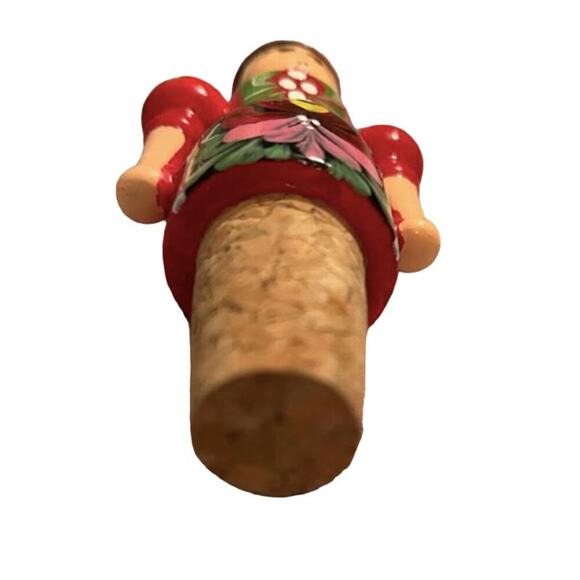 Vintage Cork Stopper for Bottles/Decanters with Wooden Girl Figurine - Picture 3 of 3